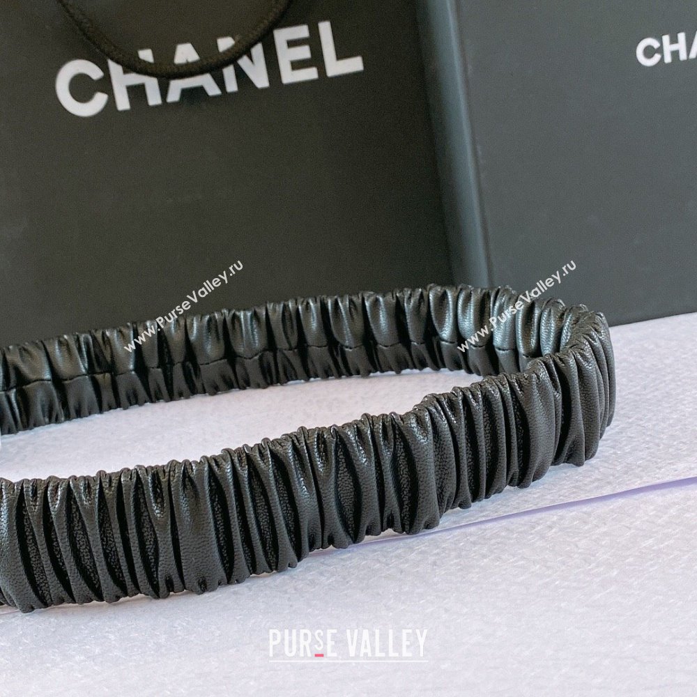 Chanel Stretch Calfskin Belt with Crystal Buckle CH102921 Black 2024 (YANG-24102921)