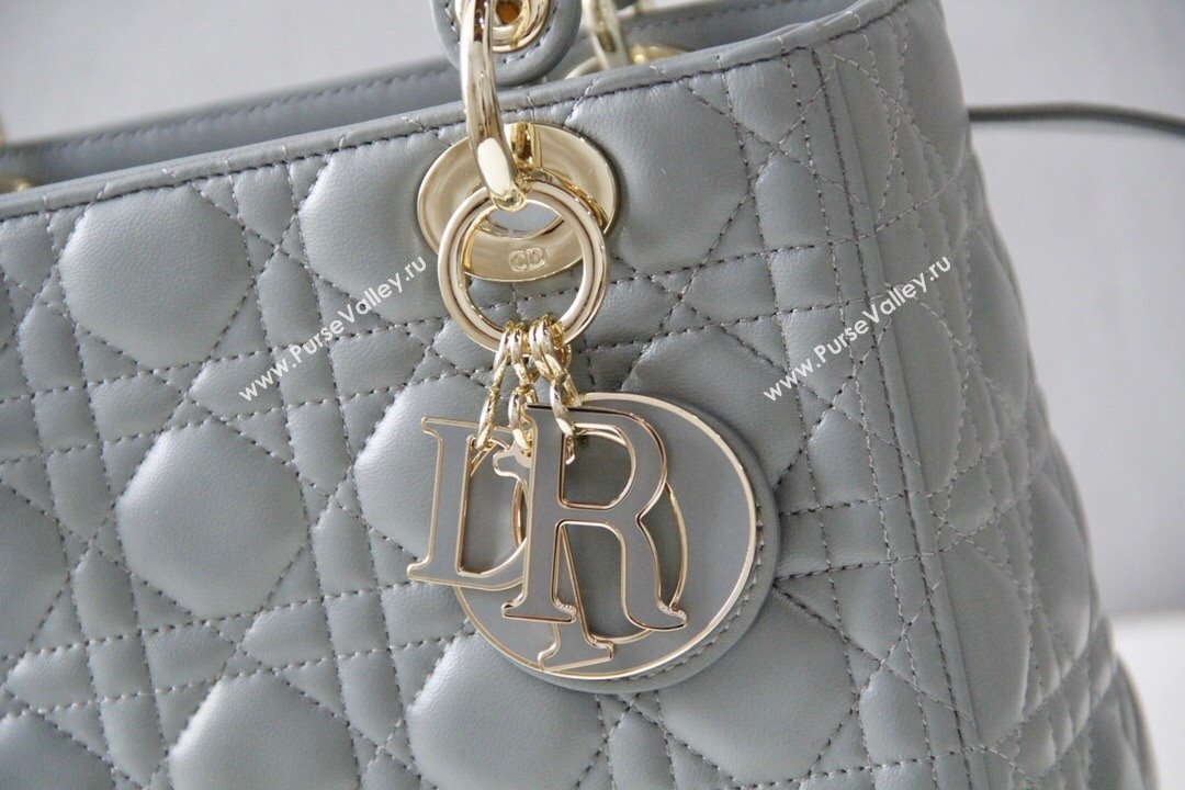 Dior Medium Lady Dior Bag in Cannage Lambskin 44532 Grey/Gold 2024 (DMZ-24041606)