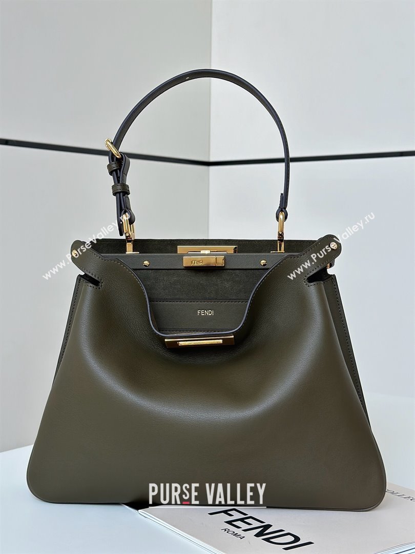 Fendi Peekaboo Soft Medium Bag in Cappuccino-coloured Leather Bag 80172 Green 2024 Top (CL-24102924)