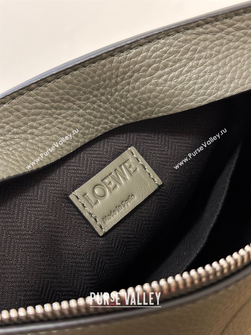 Loewe T Pouch in Grained Calfskin Khaki Green 2023 TOP (KEKE-23122705)