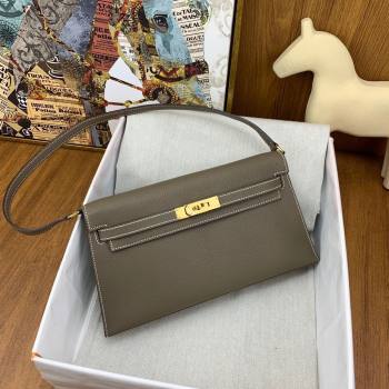 Hermes Kelly Elan Bag in Chevre Leather Etoupe/Gold 2024(Handmade) (XYA-24022220)