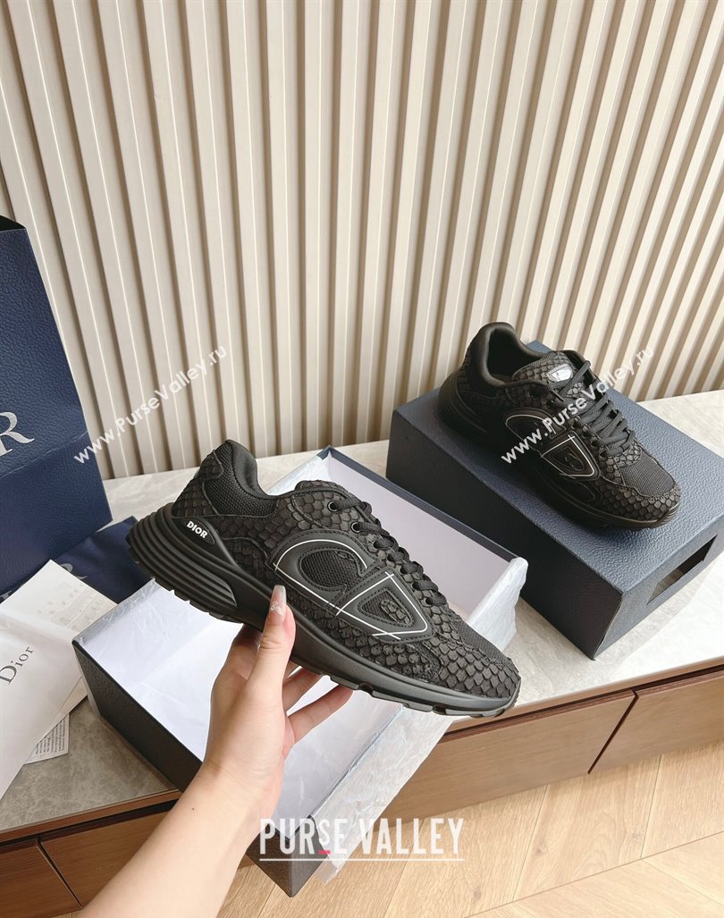 Dior B30 Sneakers in CD Mesh and Embossed Fabric Black 2024 0905 (HQG-240905034)