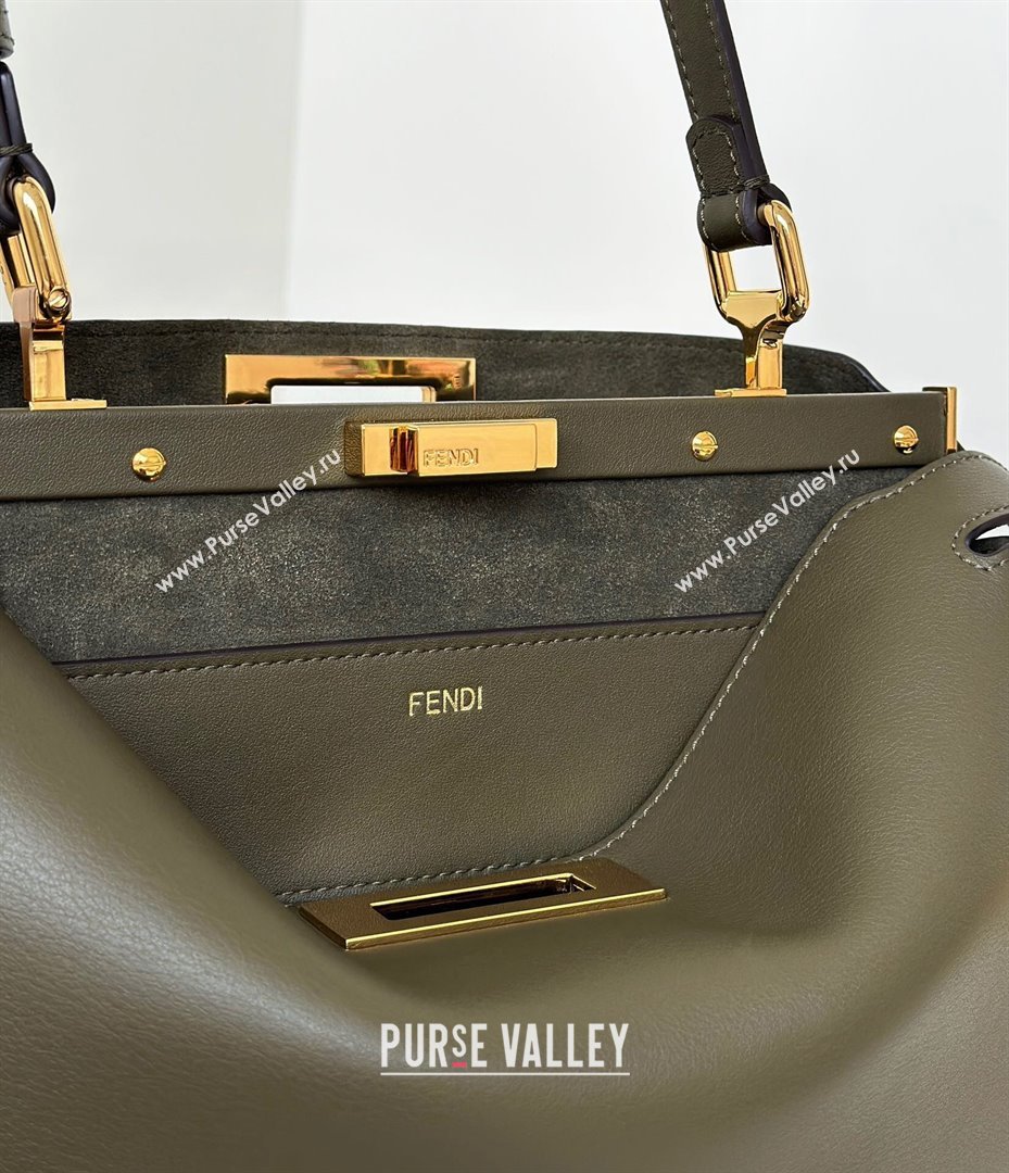 Fendi Peekaboo Soft Medium Bag in Cappuccino-coloured Leather Bag 80172 Green 2024 Top (CL-24102924)