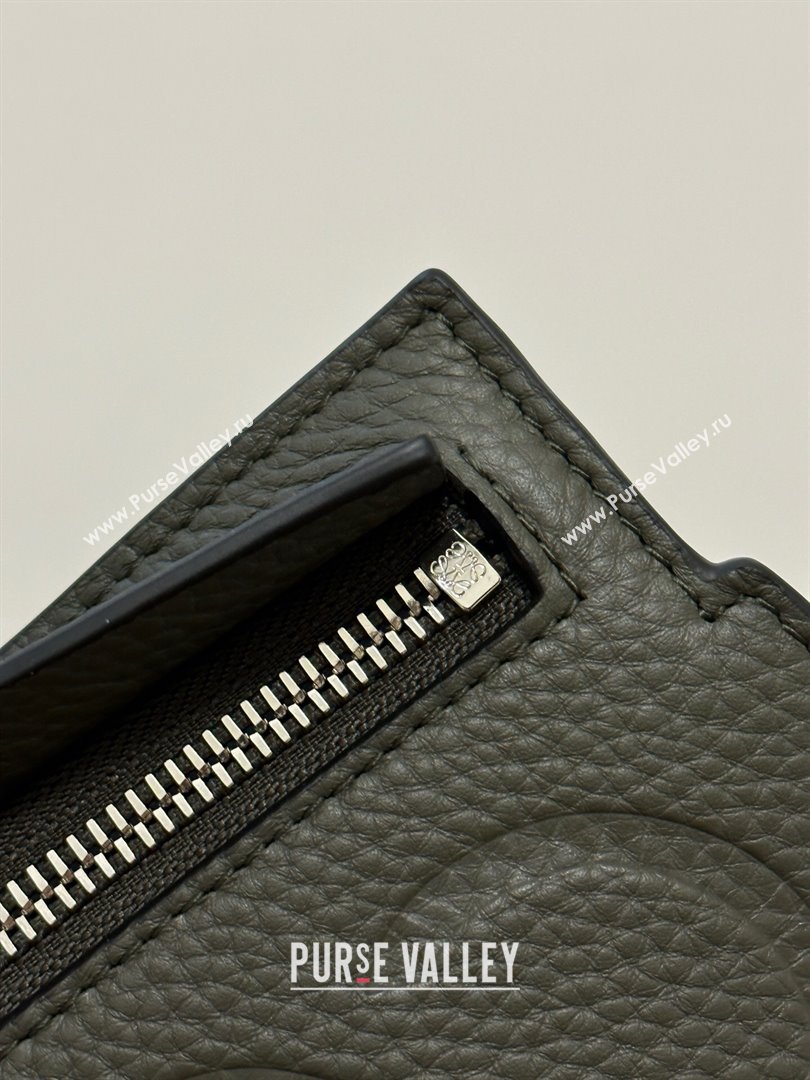 Loewe T Pouch in Grained Calfskin Khaki Green 2023 TOP (KEKE-23122705)