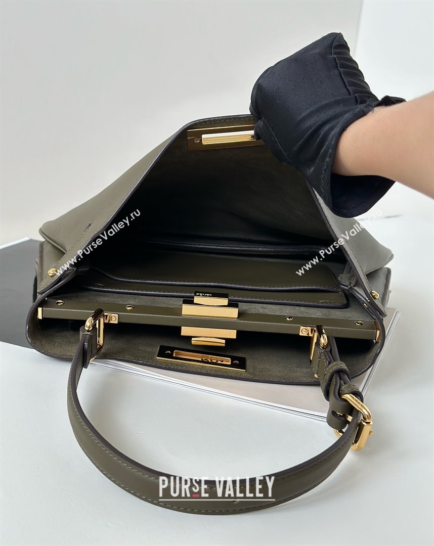 Fendi Peekaboo Soft Medium Bag in Cappuccino-coloured Leather Bag 80172 Green 2024 Top (CL-24102924)