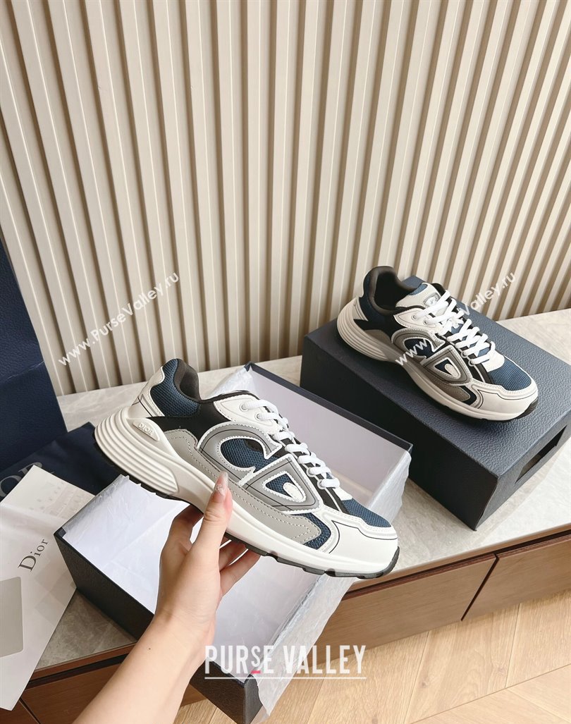 Dior B30 Sneakers in CD Mesh and Technical Fabric Dark Blue 2024 090508 (HQG-240905035)