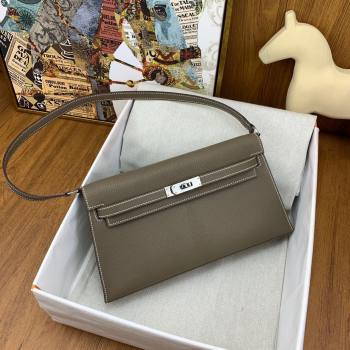 Hermes Kelly Elan Bag in Chevre Leather Etoupe/Silver 2024(Handmade) (XYA-24022221)