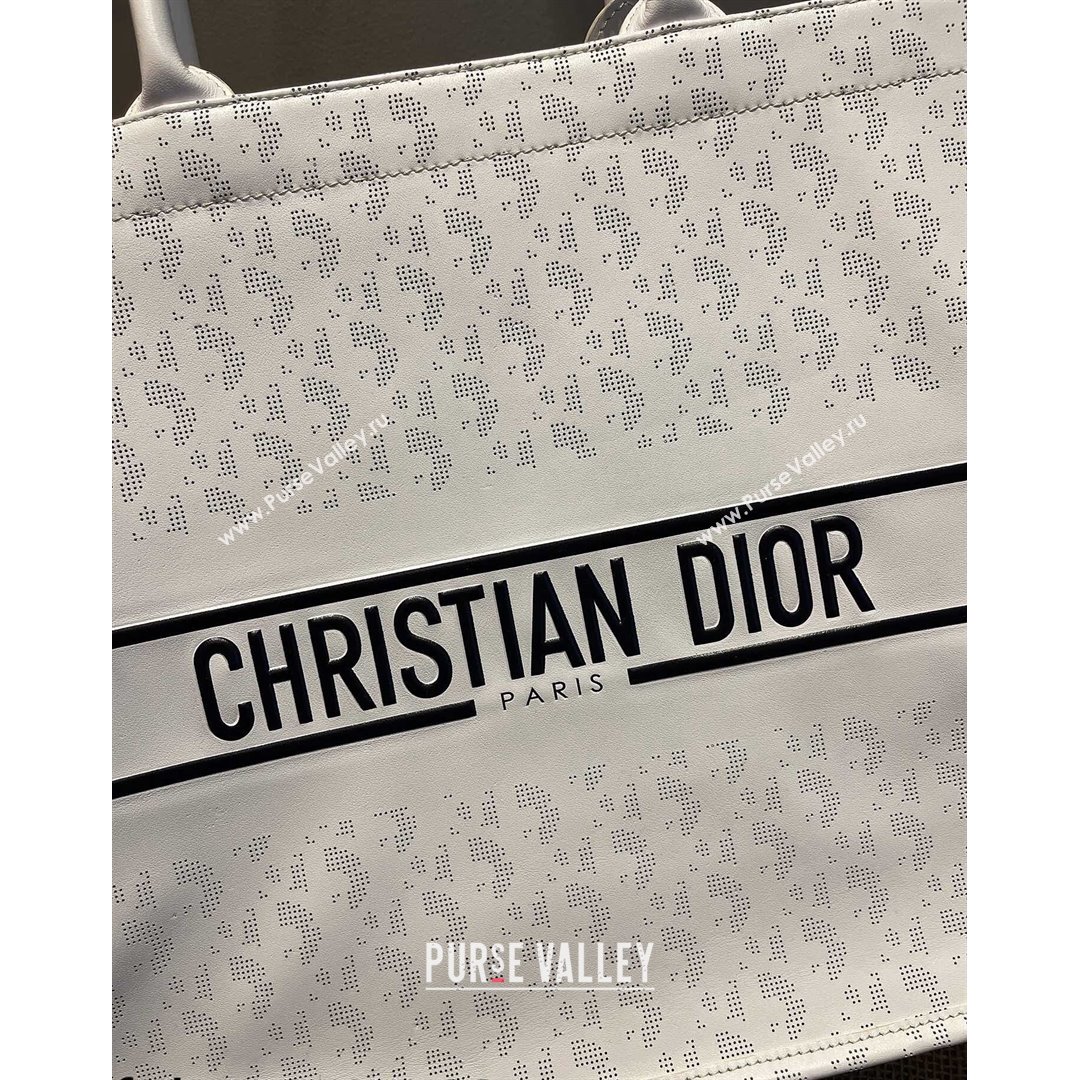 Dior Large Book Tote Bag in Perforate Leather White 2021 (XXG-21090716)