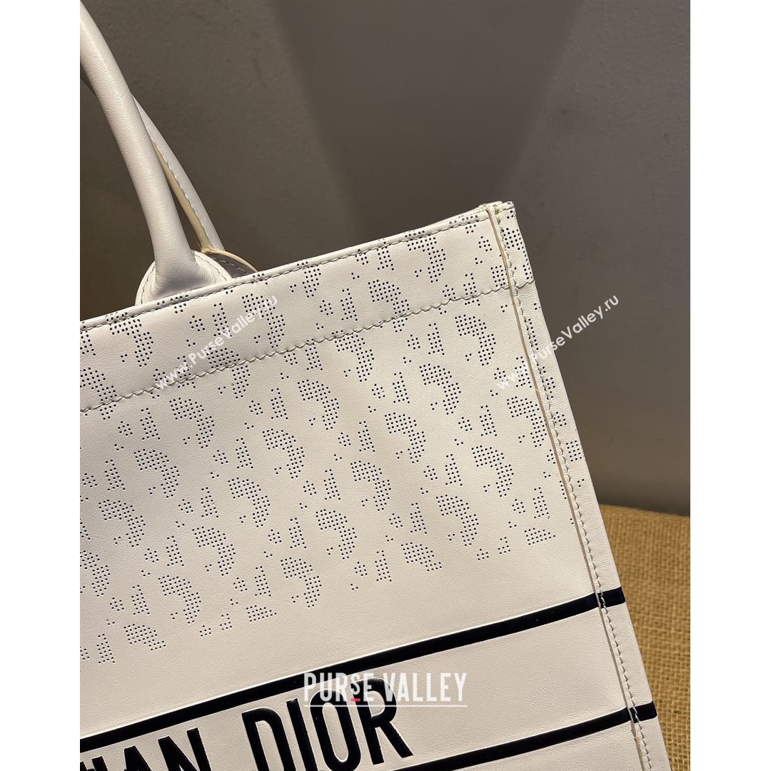Dior Large Book Tote Bag in Perforate Leather White 2021 (XXG-21090716)