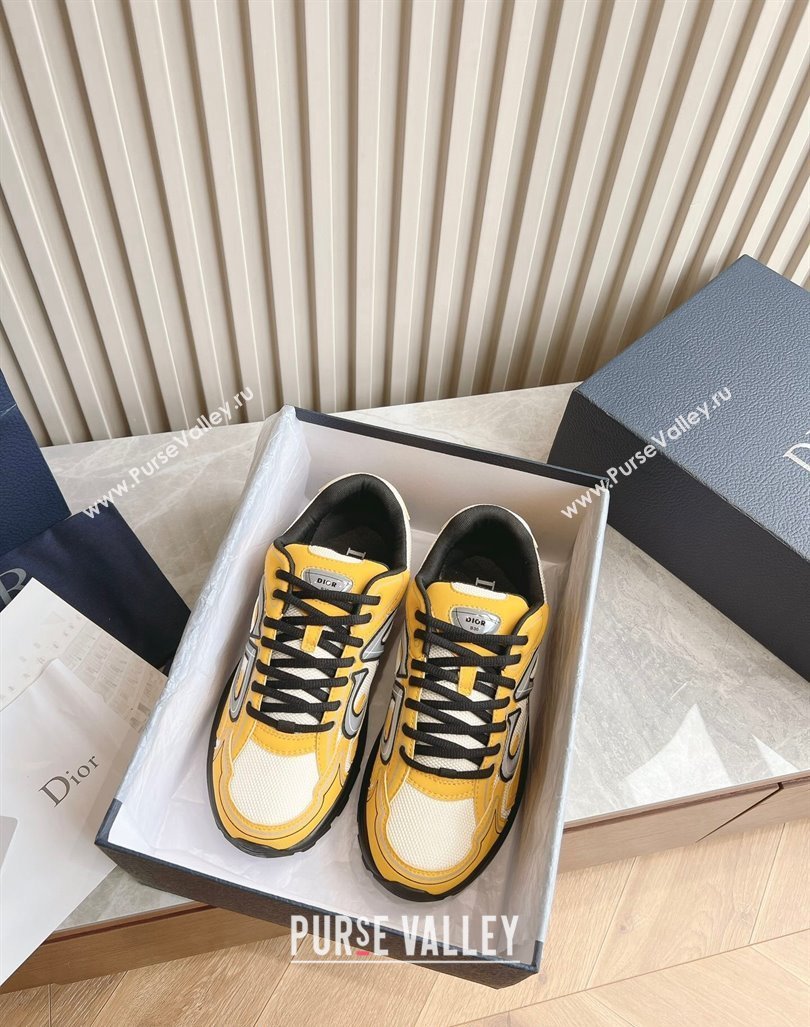 Dior B30 Sneakers in CD Mesh and Technical Fabric Yellow 2024 0905 (HQG-240905036)