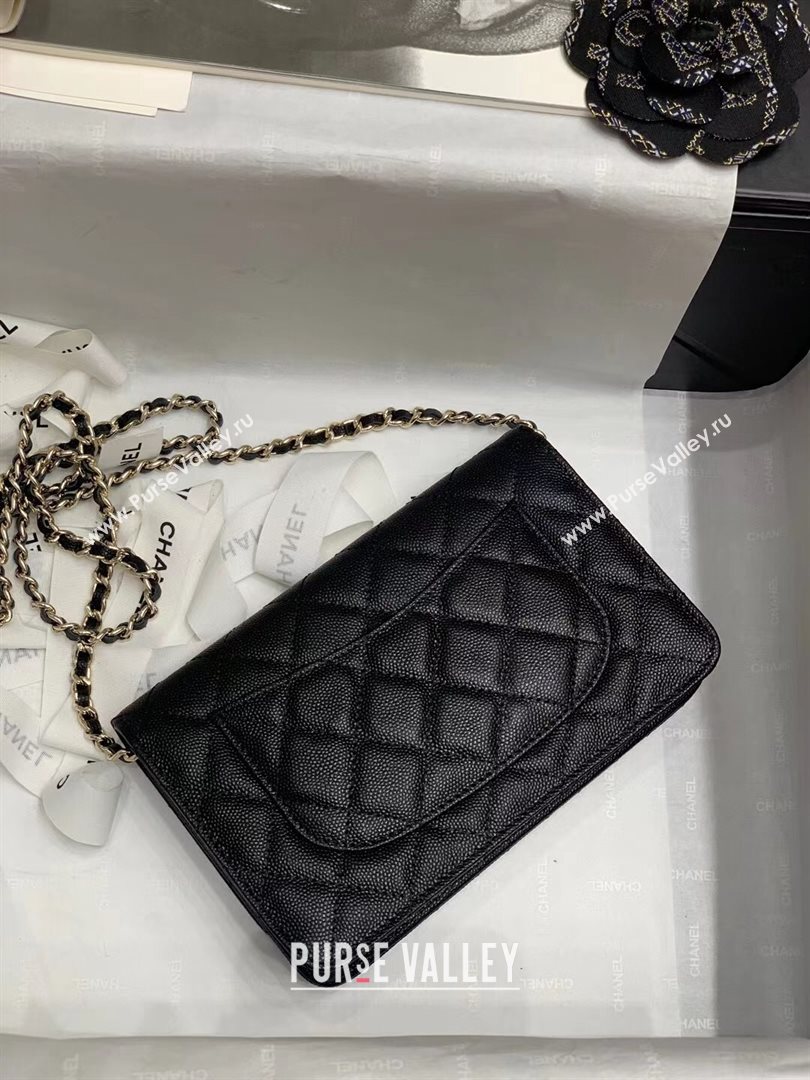 Chanel Quilted Calfskin Stone CC Wallet on Chain WOC AP2021 Black 2021 (JY-21031625)