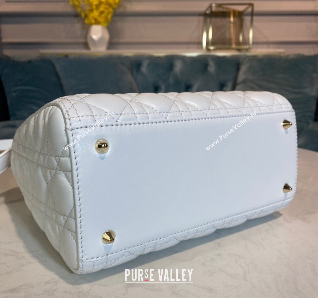 Dior Medium Lady Dior Bag in Cannage Lambskin 44532 White/Gold 2024 (DMZ-24041609)