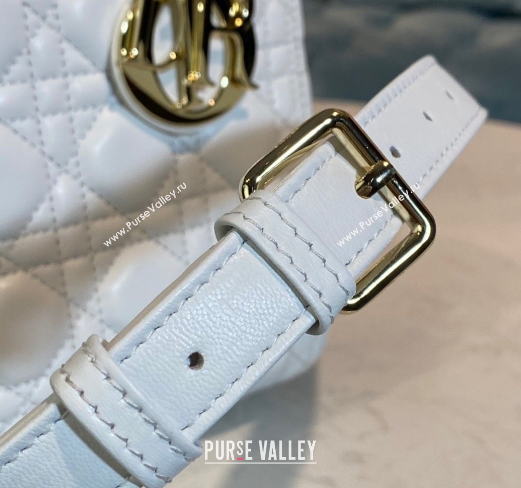Dior Medium Lady Dior Bag in Cannage Lambskin 44532 White/Gold 2024 (DMZ-24041609)