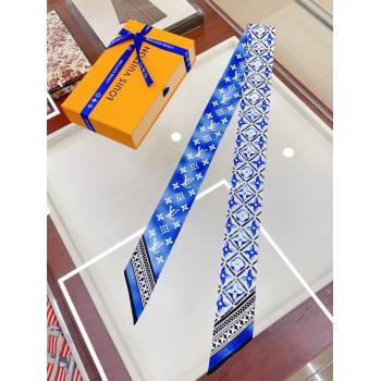 Louis Vuitton Monogram Flower Tile Silk Bandeau Scarf M79020 Blue 2024 (A-24060319)