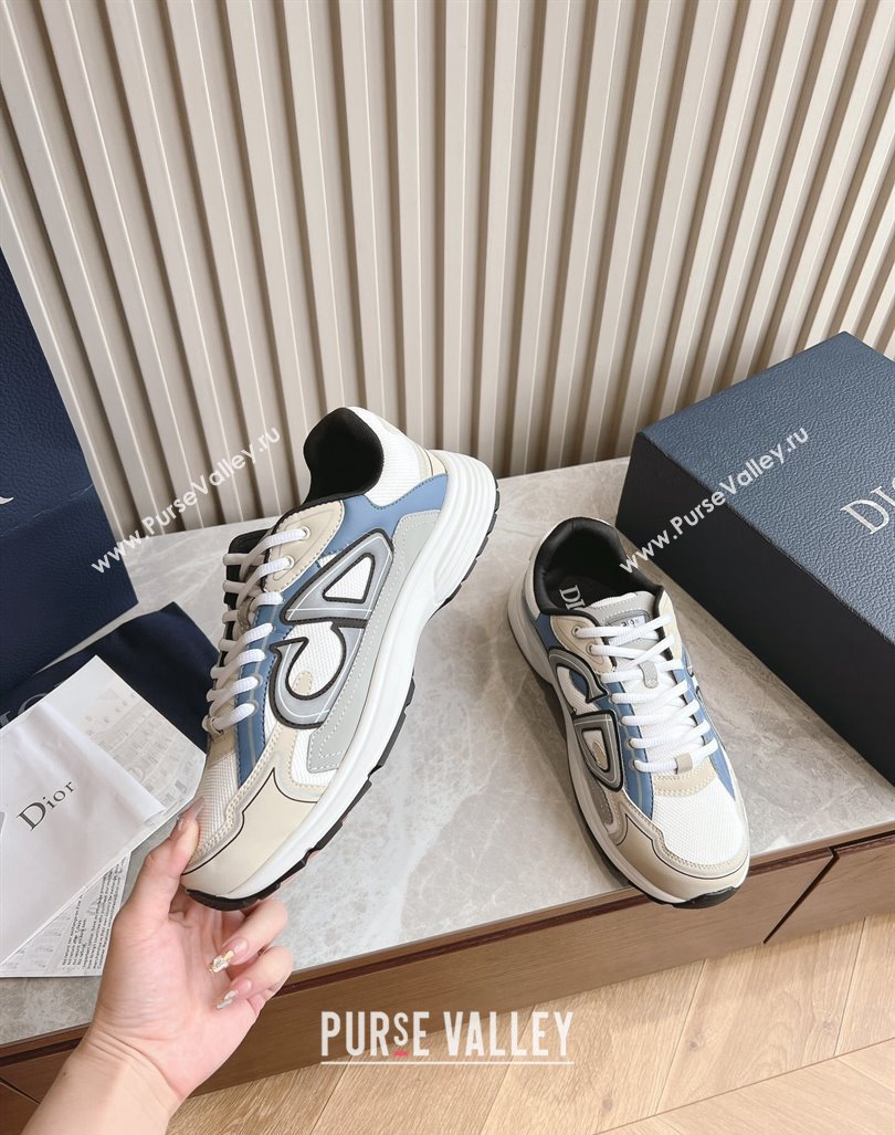 Dior B30 Sneakers in CD Mesh and Technical Fabric Grey/Blue/Beige 2024 090510 (HQG-240905038)