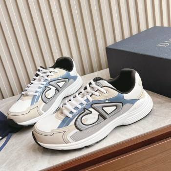 Dior B30 Sneakers in CD Mesh and Technical Fabric Grey/Blue/Beige 2024 090510 (HQG-240905038)