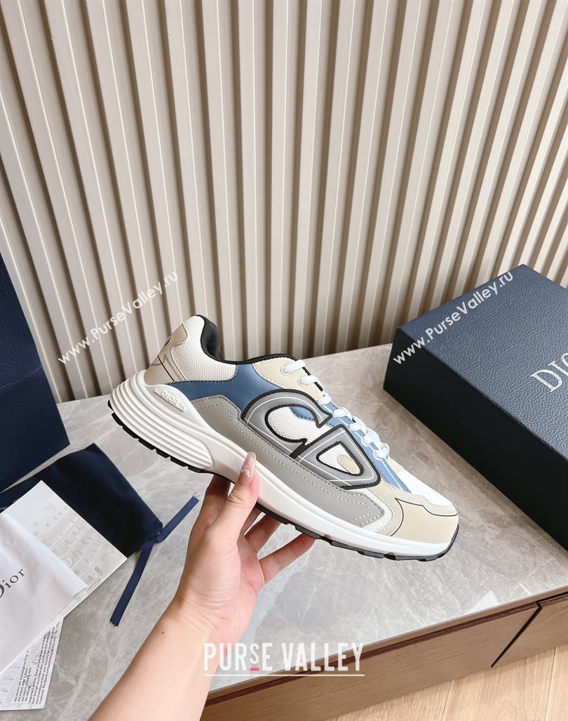 Dior B30 Sneakers in CD Mesh and Technical Fabric Grey/Blue/Beige 2024 090510 (HQG-240905038)