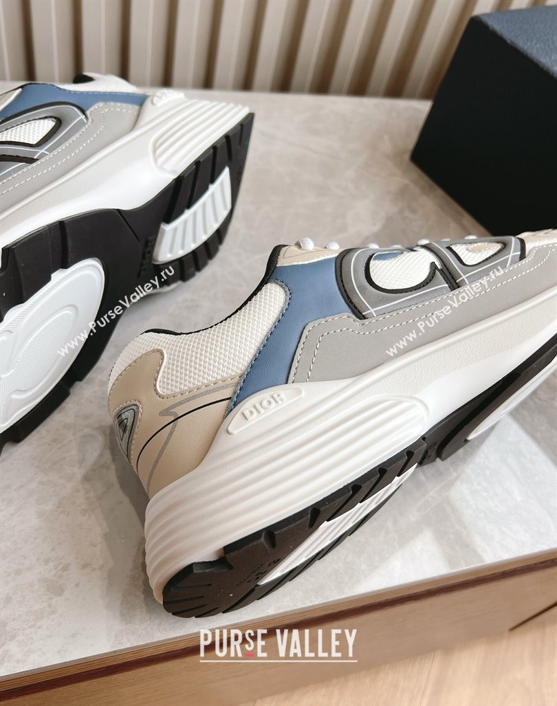 Dior B30 Sneakers in CD Mesh and Technical Fabric Grey/Blue/Beige 2024 090510 (HQG-240905038)