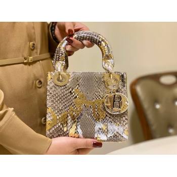 Dior Mini Lady Dior Bag in Python Leather Grey/Gold 2021 (XY-210903053)