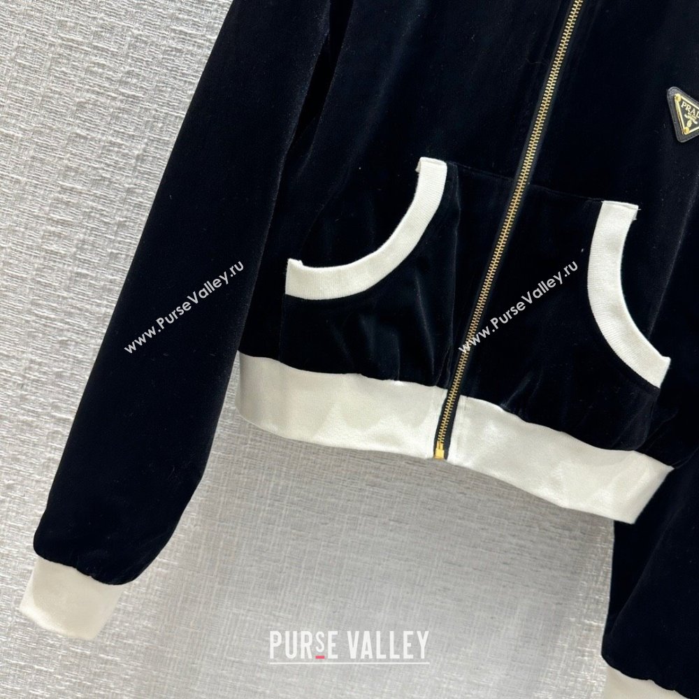 Prada Velvet Jacket and Pants P022722 Black 2024 (Q-24022722)
