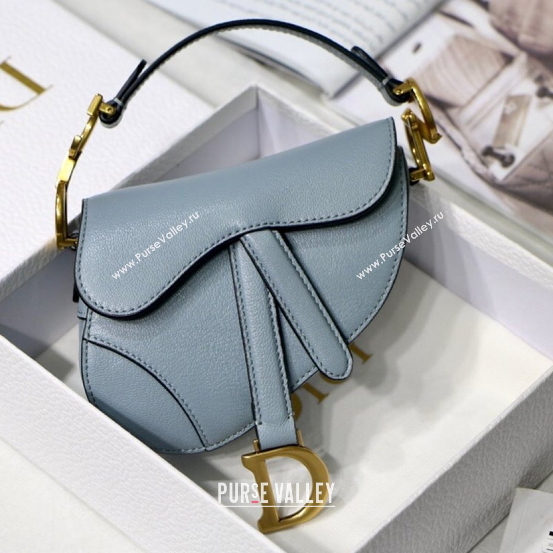 Dior Micro Saddle Bag in Cloud Blue Goatskin 2021 M6008 (XXG-21090745)