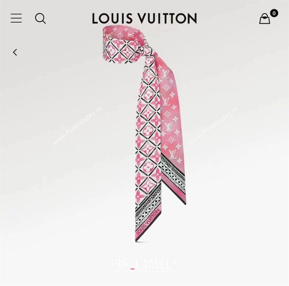 Louis Vuitton Monogram Flower Tile Silk Bandeau Scarf M79020 Pink 2024 (A-24060320)