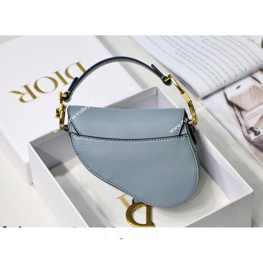 Dior Micro Saddle Bag in Cloud Blue Goatskin 2021 M6008 (XXG-21090745)