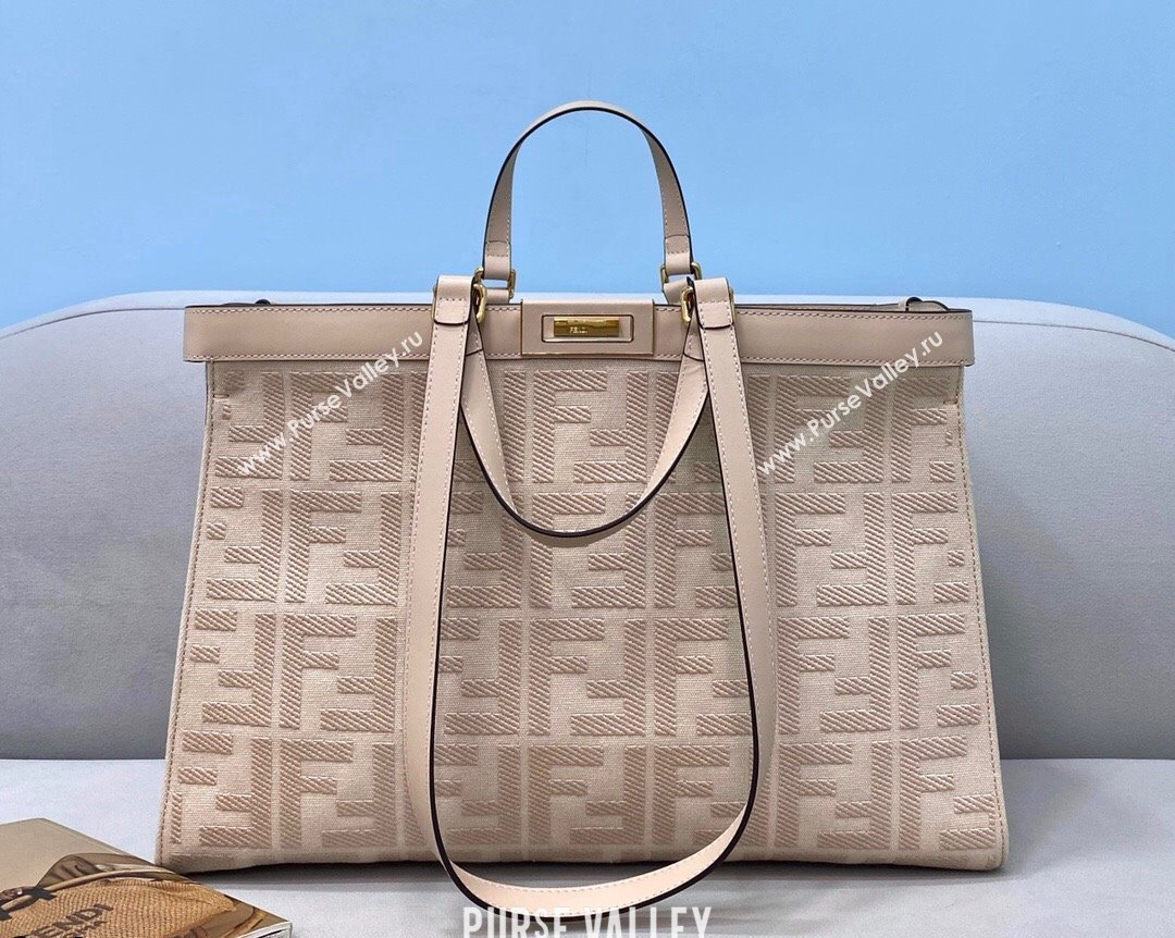 Fendi Peekaboo X-Tote FF Canvas Tote Bag Powder Pink 2024 8265A TOP (CL-240523136)