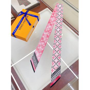 Louis Vuitton Monogram Flower Tile Silk Bandeau Scarf M79020 Pink 2024 (A-24060320)