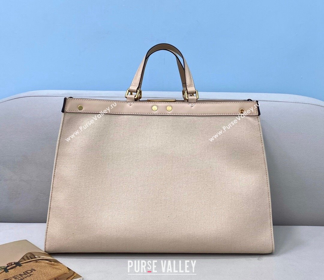 Fendi Peekaboo X-Tote FF Canvas Tote Bag Powder Pink 2024 8265A TOP (CL-240523136)