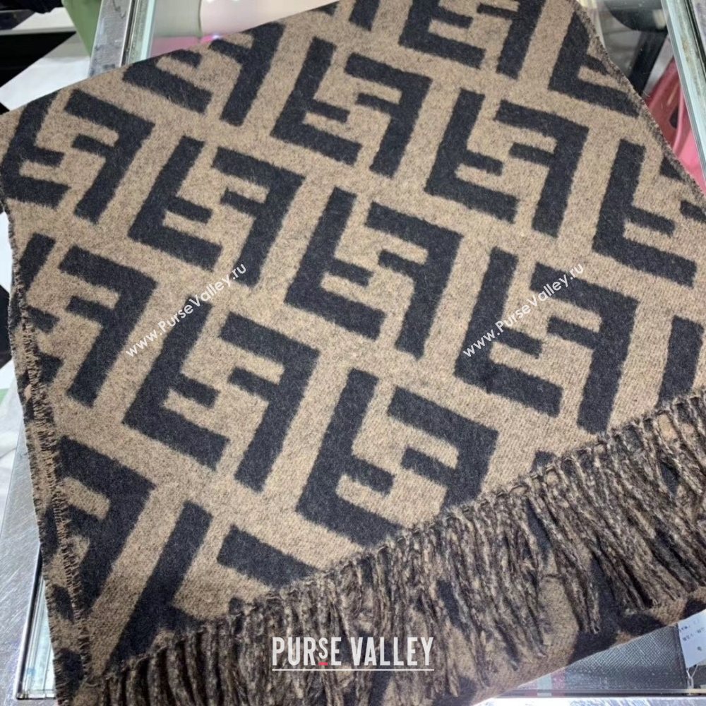 Fendi FF Cashmere Fringe Scarf 43x170cm Coffee/Black 2019 (WNS-0011651)