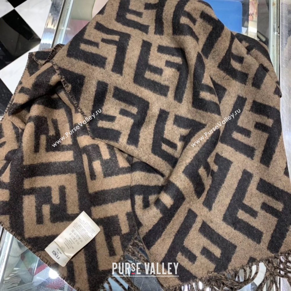 Fendi FF Cashmere Fringe Scarf 43x170cm Coffee/Black 2019 (WNS-0011651)