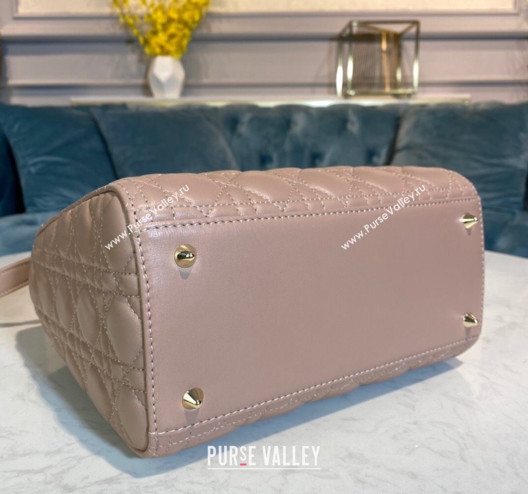 Dior Medium Lady Dior Bag in Cannage Lambskin 44532 Nude Pink/Gold 2024 (DMZ-24041612)