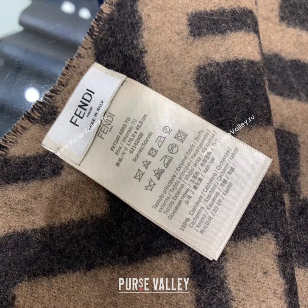 Fendi FF Cashmere Fringe Scarf 43x170cm Coffee/Black 2019 (WNS-0011651)