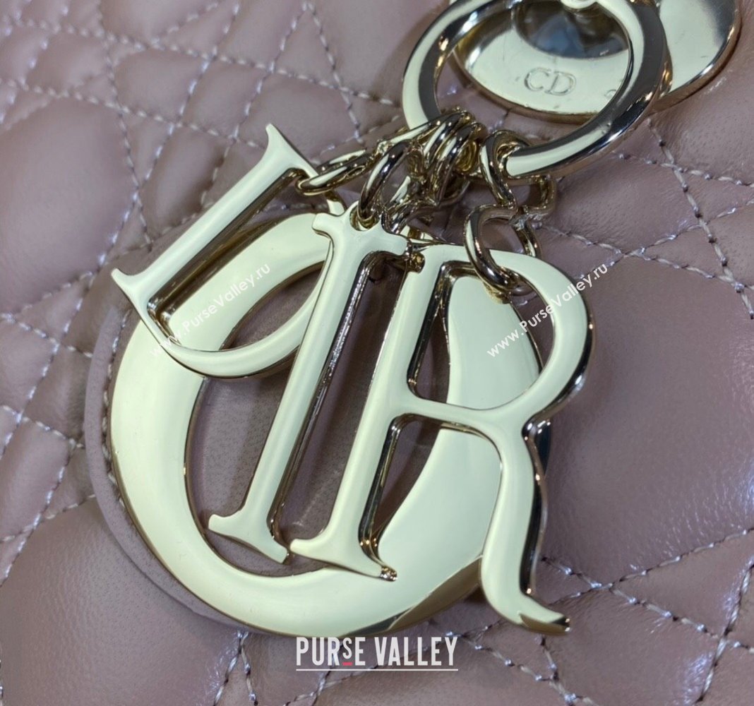 Dior Medium Lady Dior Bag in Cannage Lambskin 44532 Nude Pink/Gold 2024 (DMZ-24041612)