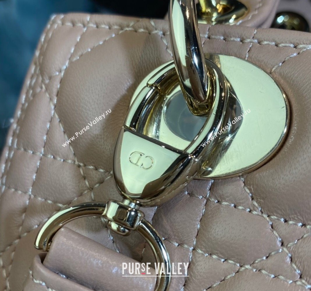 Dior Medium Lady Dior Bag in Cannage Lambskin 44532 Nude Pink/Gold 2024 (DMZ-24041612)