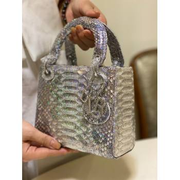 Dior Mini Lady Dior Bag in Python Leather Silver/Violet 2021 (XY-210903055)