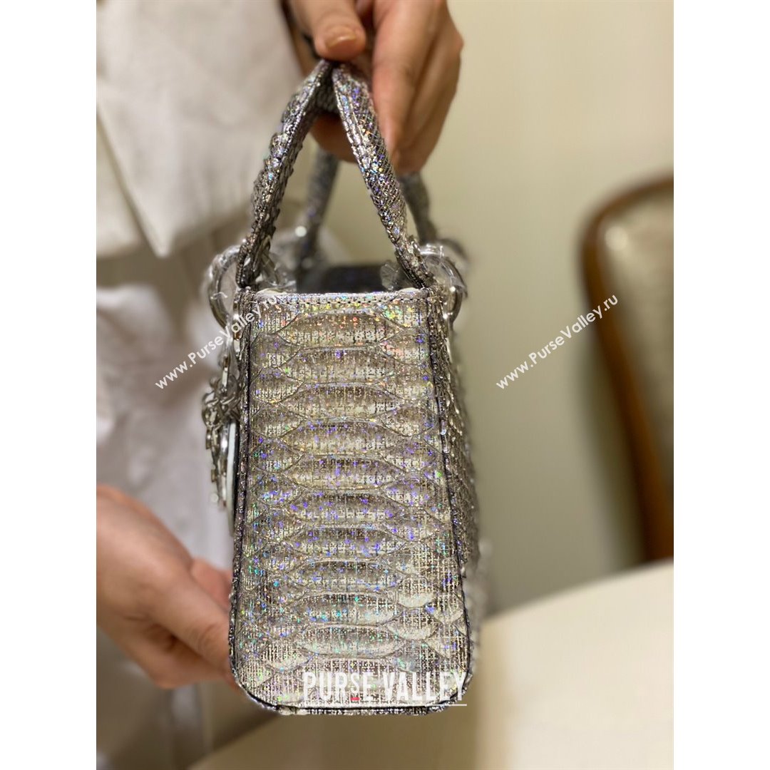 Dior Mini Lady Dior Bag in Python Leather Silver/Violet 2021 (XY-210903055)