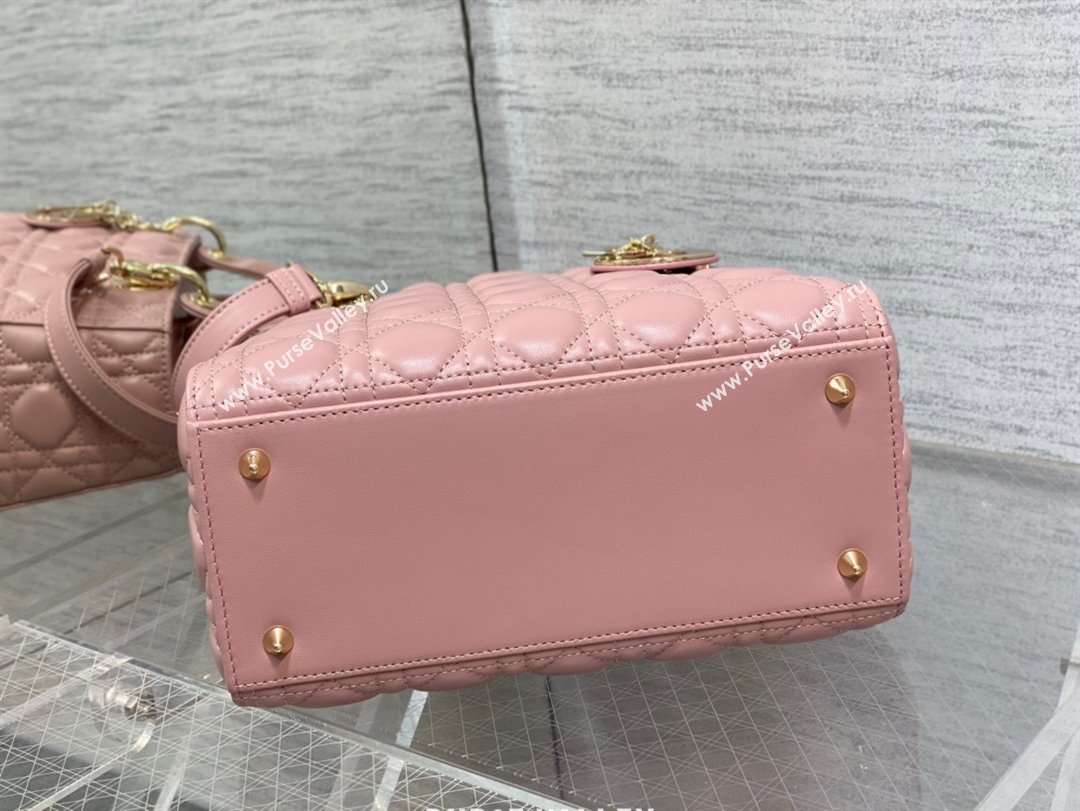 Dior Medium Lady Dior Bag in Cannage Lambskin 44532 Pink/Gold 2024 (DMZ-24041613)