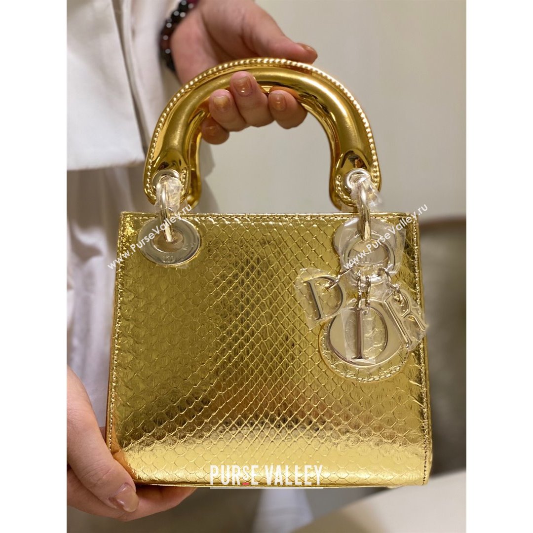 Dior Mini Lady Dior Bag in Python Leather Gold 2021 (XY-210903056)