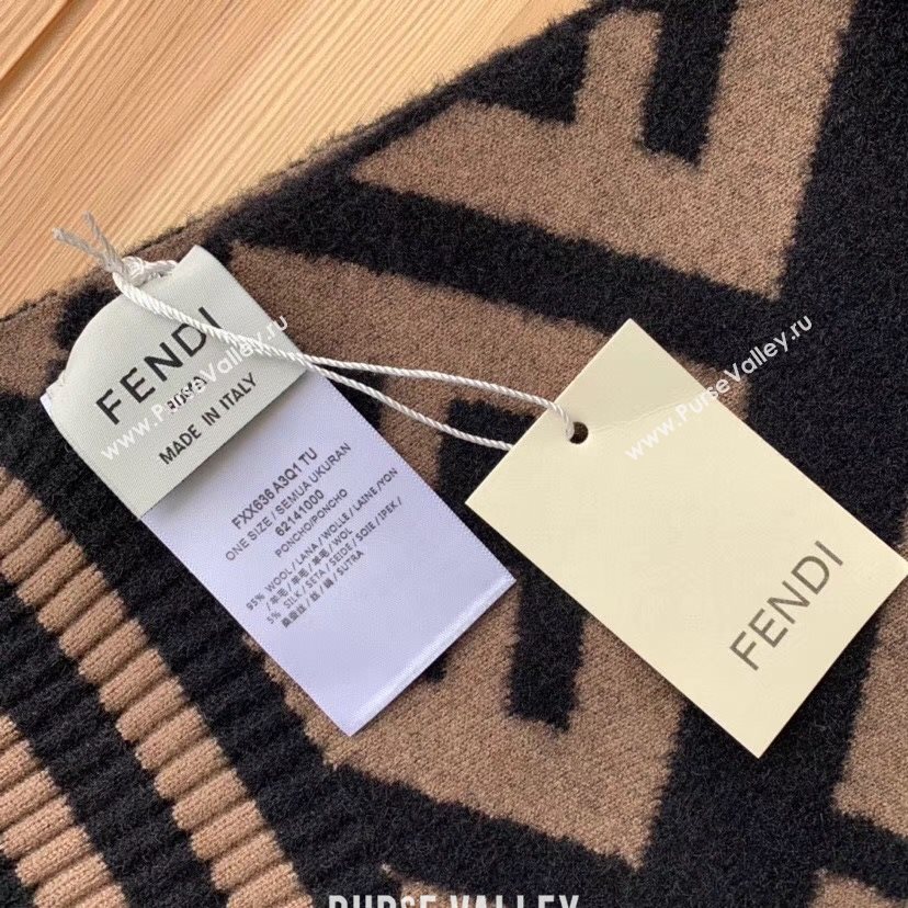 Fendi FF Wool Silk Scarf 40x210 Coffee/Black 2019 (WNS-0011649)