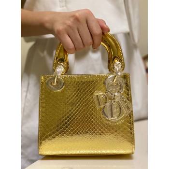 Dior Mini Lady Dior Bag in Python Leather Gold 2021 (XY-210903056)