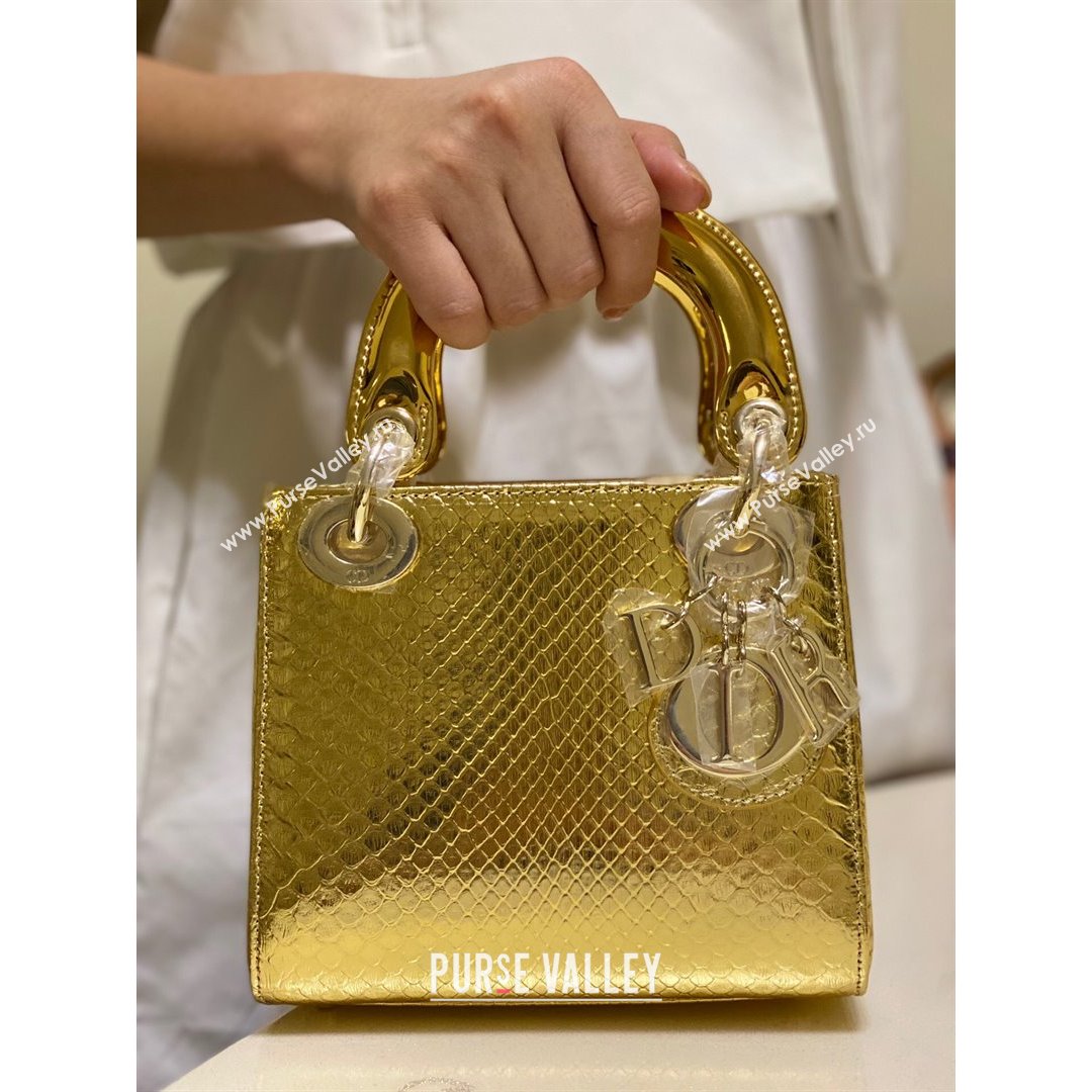 Dior Mini Lady Dior Bag in Python Leather Gold 2021 (XY-210903056)