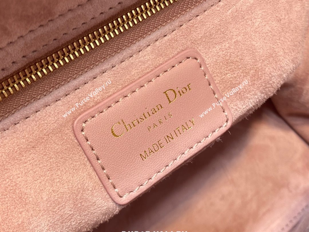 Dior Medium Lady Dior Bag in Cannage Lambskin 44532 Pink/Gold 2024 (DMZ-24041613)