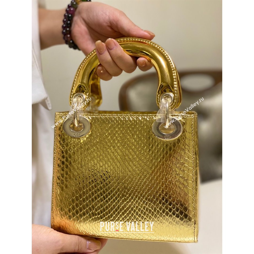 Dior Mini Lady Dior Bag in Python Leather Gold 2021 (XY-210903056)