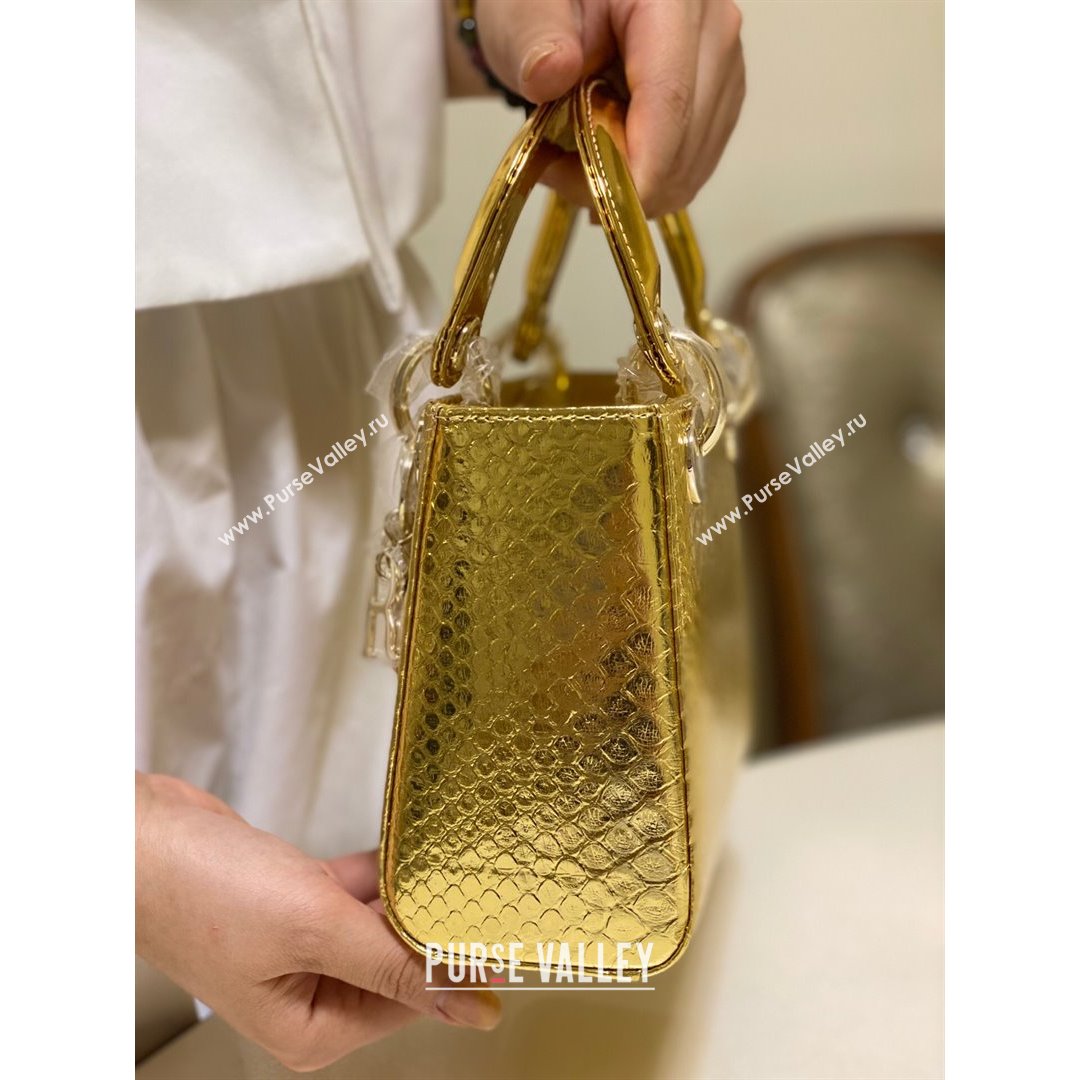 Dior Mini Lady Dior Bag in Python Leather Gold 2021 (XY-210903056)