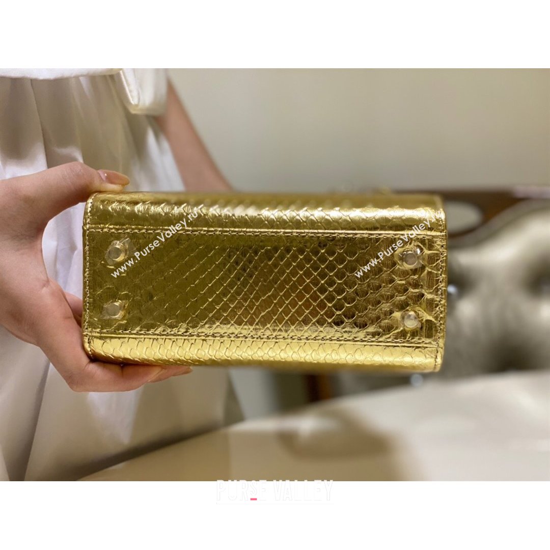 Dior Mini Lady Dior Bag in Python Leather Gold 2021 (XY-210903056)