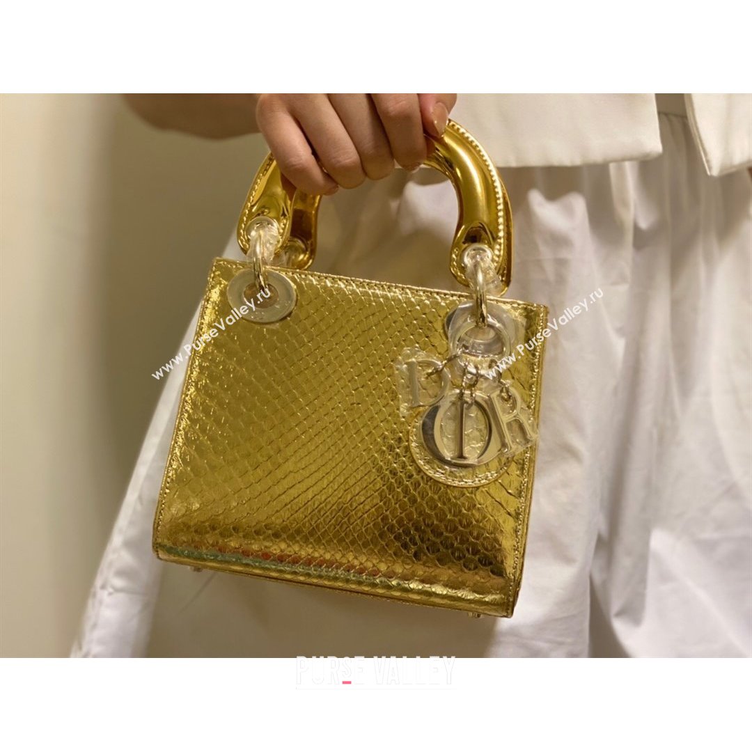 Dior Mini Lady Dior Bag in Python Leather Gold 2021 (XY-210903056)