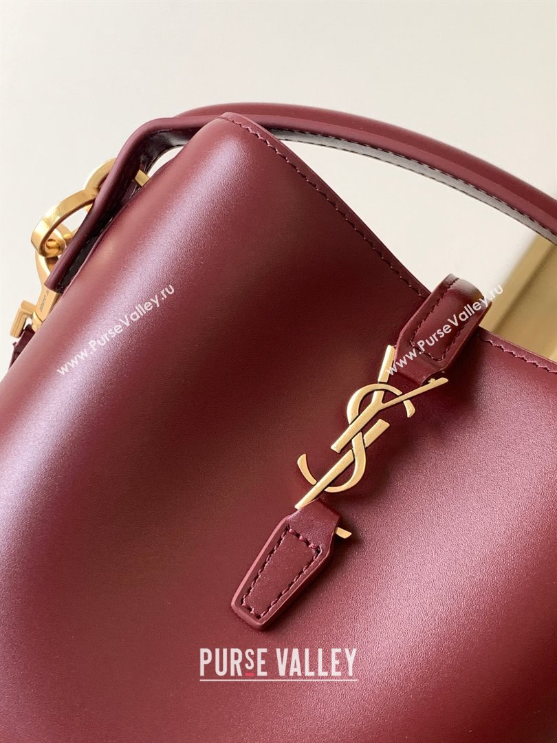 Saint Laurent LE 37 Mini Bucket Bag in Burgundy Calfskin 765870 2024 (MHUI-241030001)