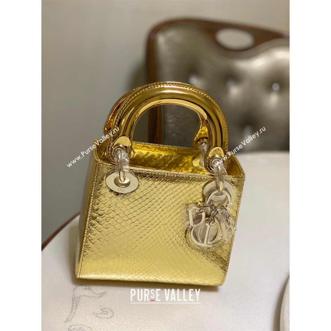 Dior Mini Lady Dior Bag in Python Leather Gold 2021 (XY-210903056)